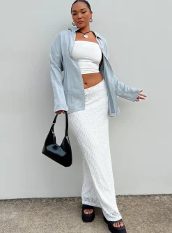Princess Polly Berkshire Low Rise Maxi Skirt  White Sale
