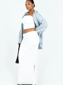 Princess Polly Berkshire Low Rise Maxi Skirt  White Sale