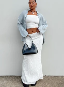 Princess Polly Berkshire Low Rise Maxi Skirt  White Sale