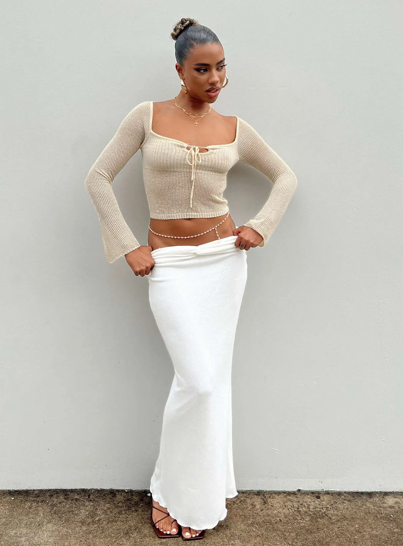 Princess Polly Berkshire Maxi Skirt White Clearance