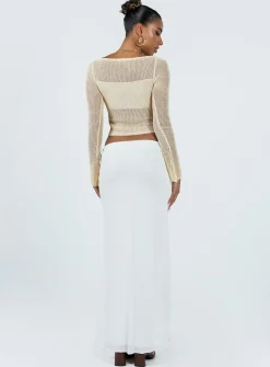 Princess Polly Berkshire Maxi Skirt White Clearance