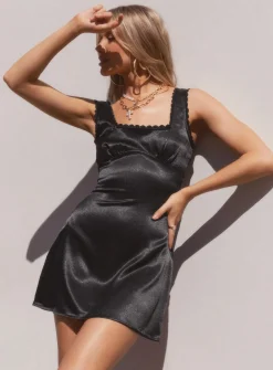 Princess Polly Berlin Satin Mini Dress  Black Store