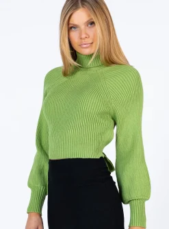 Princess Polly Bernadette Sweater  Green Hot