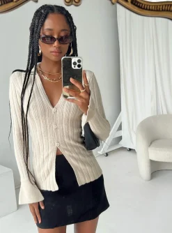Princess Polly Beryl Long Sleeve Top  Bone Cheap