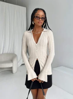 Princess Polly Beryl Long Sleeve Top  Bone Cheap