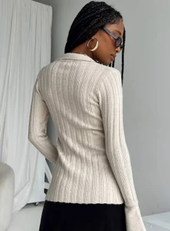 Princess Polly Beryl Long Sleeve Top  Bone Cheap