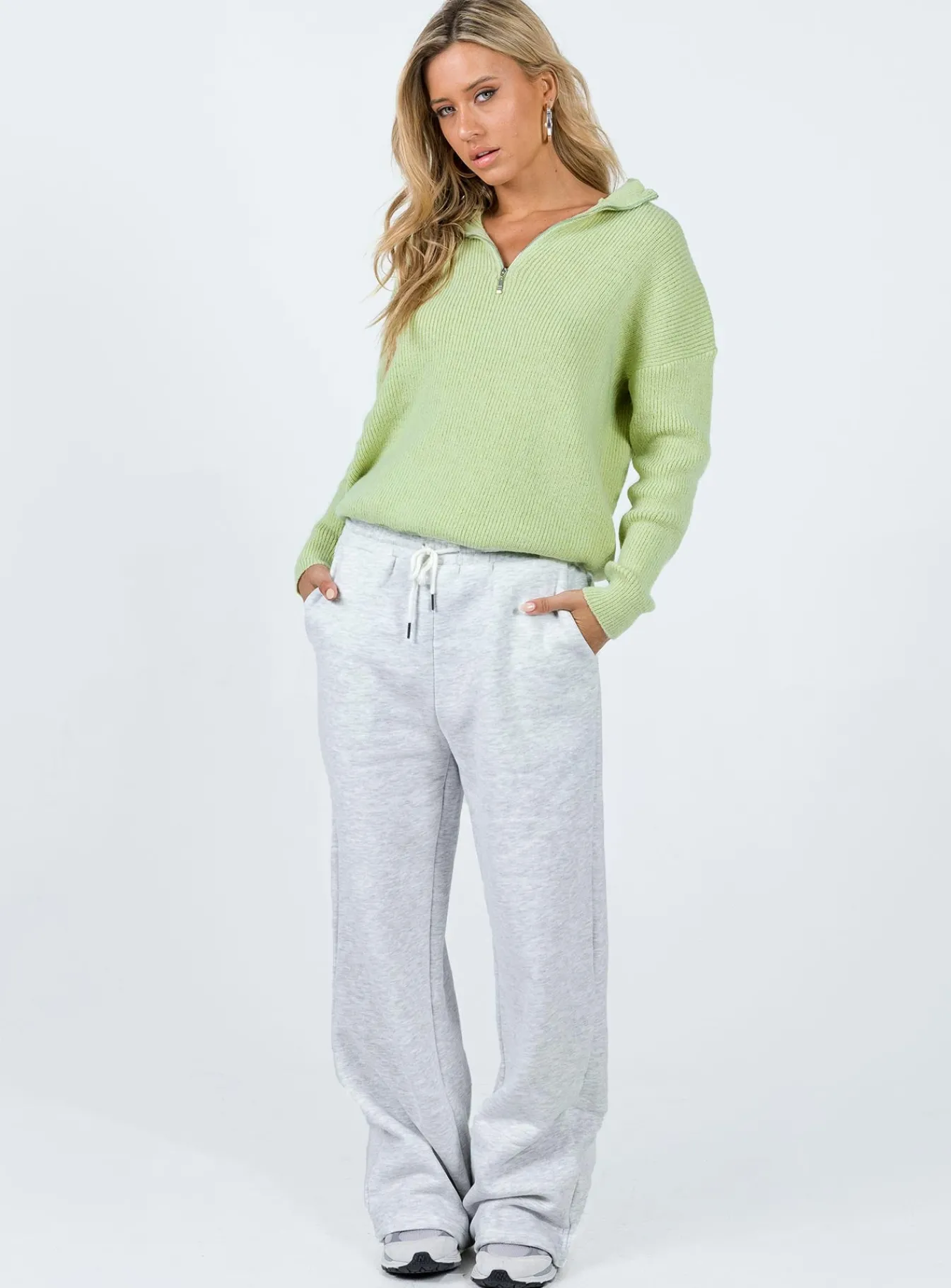 Princess Polly Bessy Knit Sweater Sage Cheap