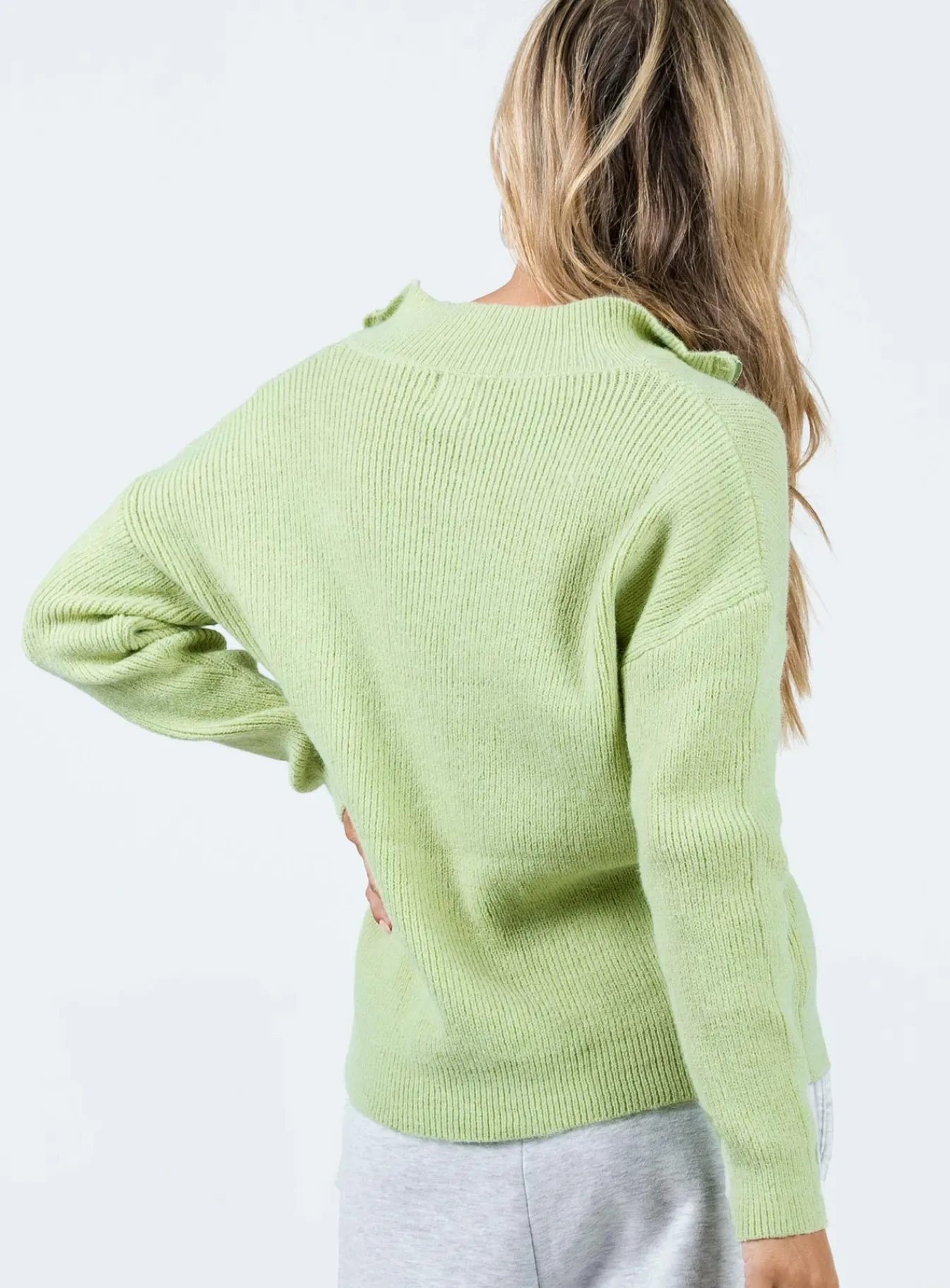 Princess Polly Bessy Knit Sweater Sage Cheap