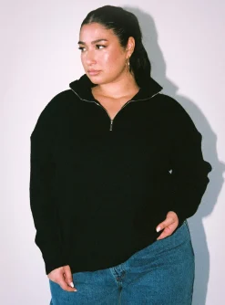 Princess Polly Bessy Knit Sweatercurve   Black Best Sale