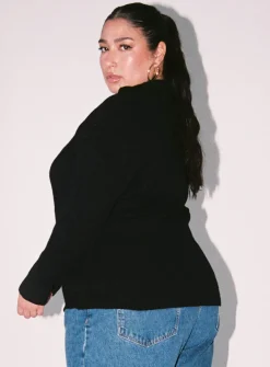 Princess Polly Bessy Knit Sweatercurve Black Best Sale