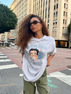 Princess Polly Betty Boop Jean Oversized Tee  Grey Sale