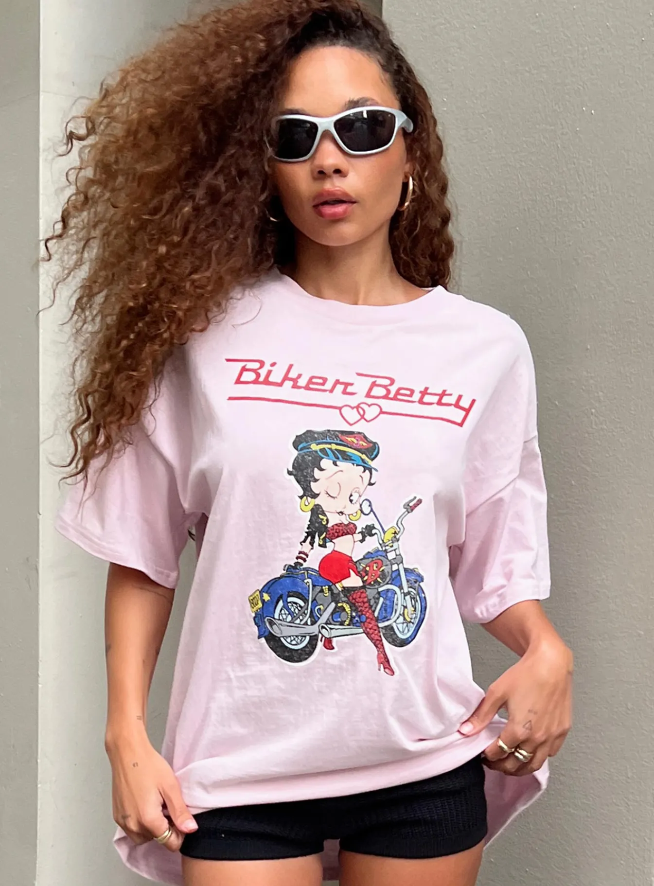 Princess Polly Betty Boop Oversized Biker Tee Pink Shop
