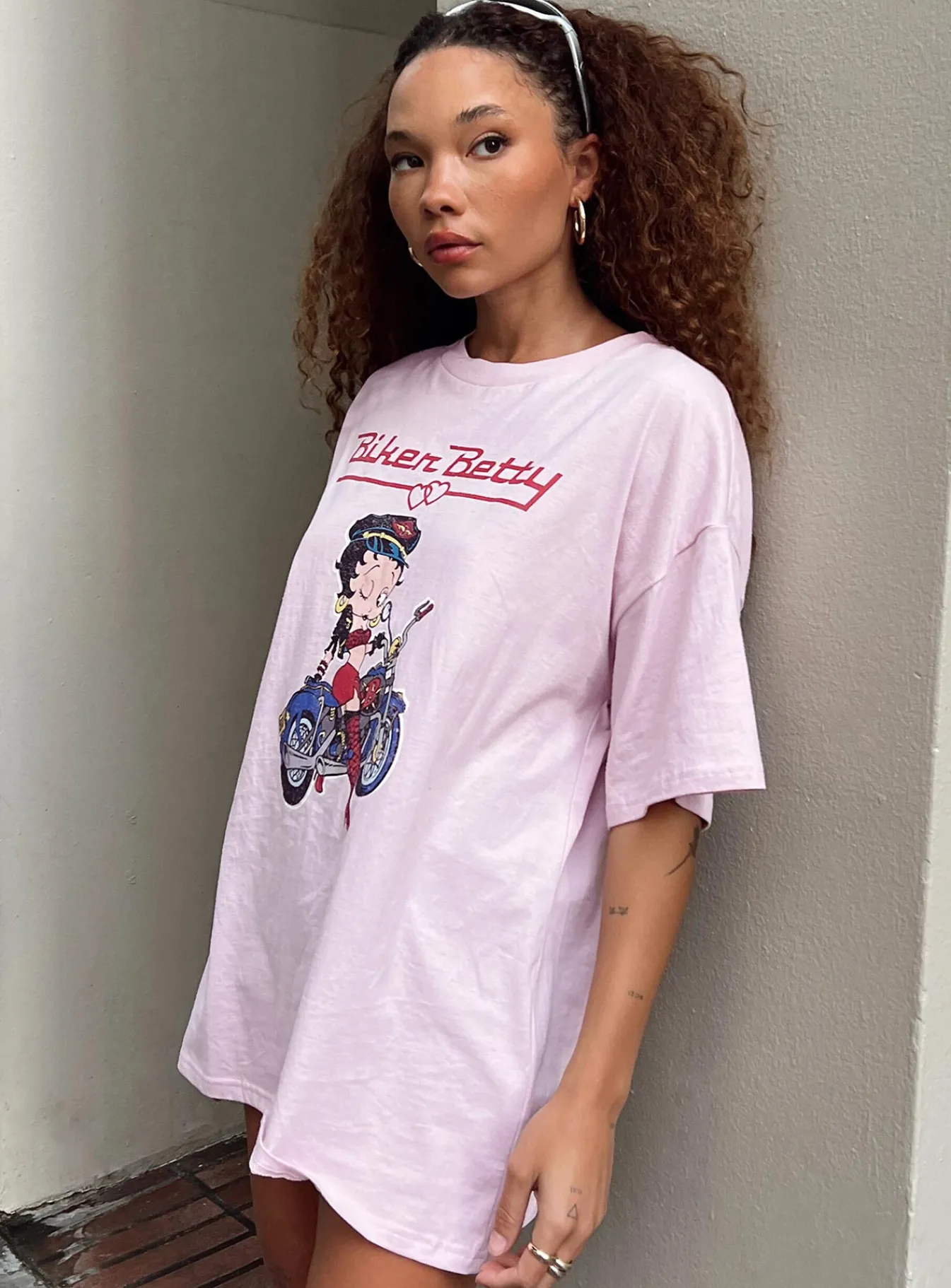 Princess Polly Betty Boop Oversized Biker Tee Pink Shop