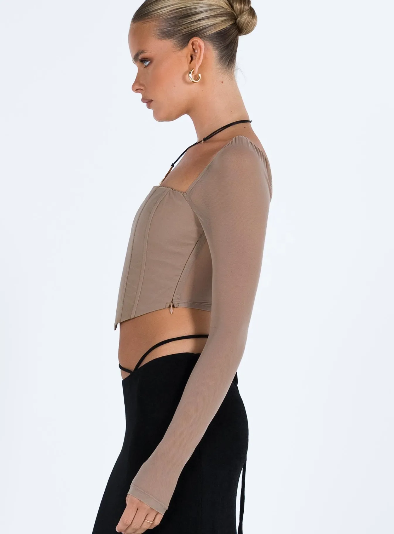 Princess Polly Beverly Long Sleeve Top Beige Fashion