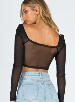Princess Polly Beverly Long Sleeve Topeco Black Discount