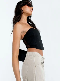 Princess Polly Beverly Strapless Top Black Best