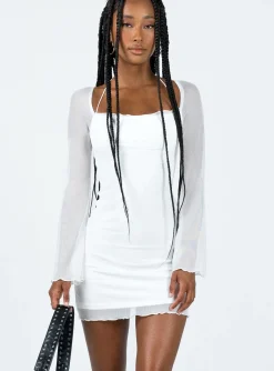Princess Polly Bilbao Long Sleeve Mini Dress  White Fashion