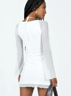 Princess Polly Bilbao Long Sleeve Mini Dress White Fashion