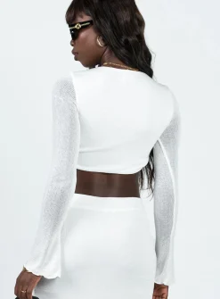 Princess Polly Birkshire Twist Long Sleeve Top Ivory Sale