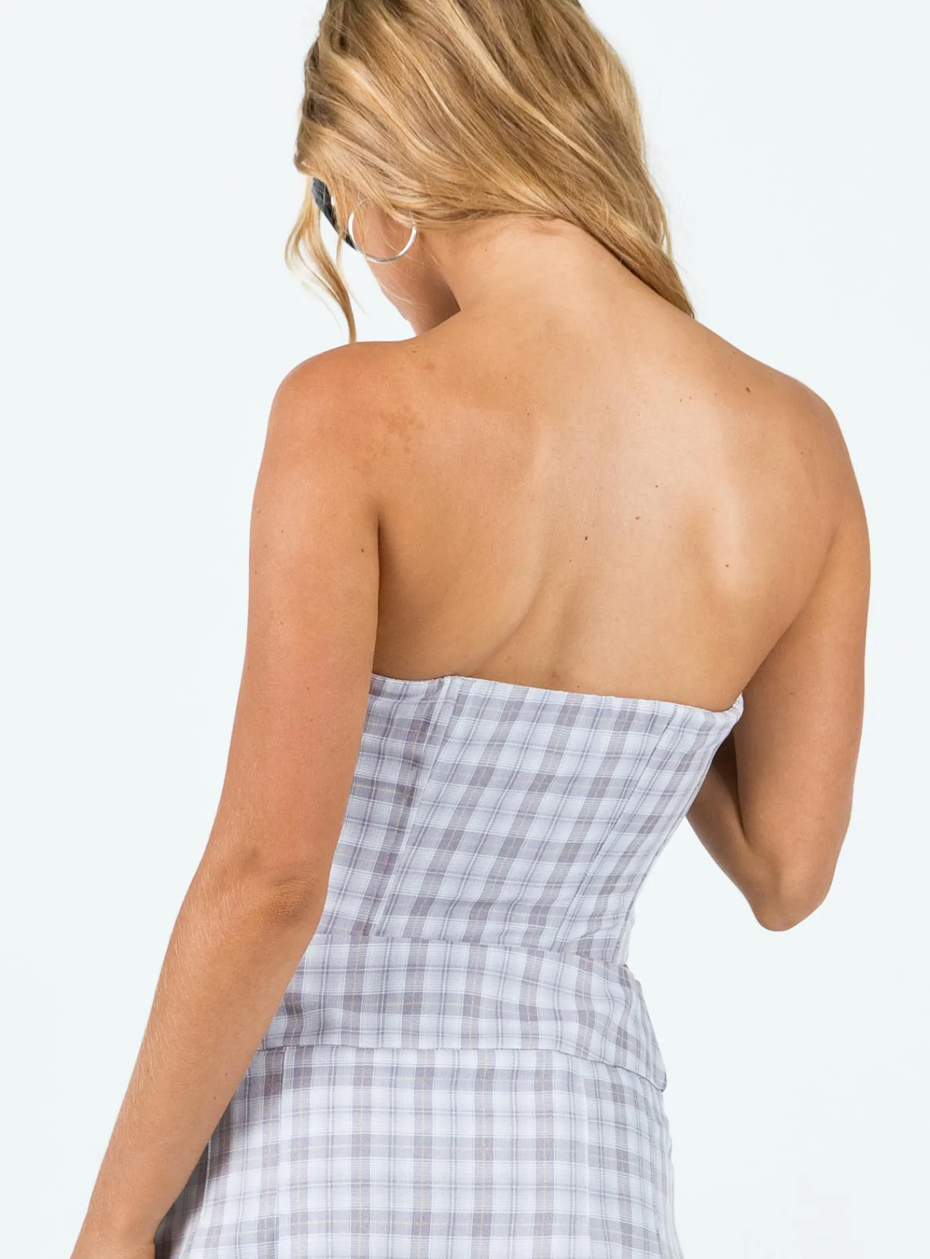 Princess Polly Bladini Corset Top Grey Check Shop