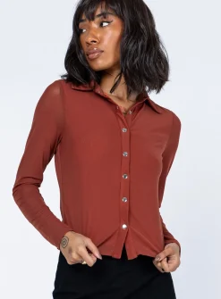 Princess Polly Blanca Long Sleeve Top  Brown Best