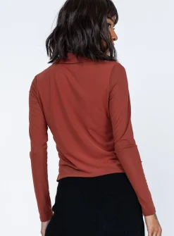 Princess Polly Blanca Long Sleeve Top  Brown Best