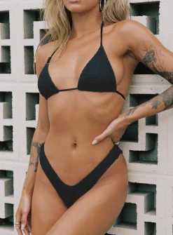 Princess Polly Blanca Triangle Shirred Bikini Top  Black Cheap