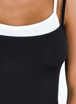 Princess Polly Boden Double Layered Bodysuit Black New
