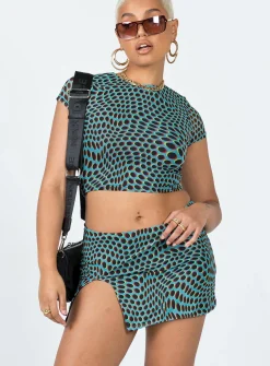 Princess Polly Bold Move Mini Skirt Blue Multi New