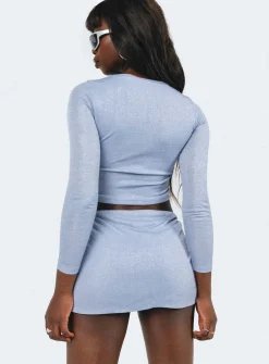 Princess Polly Bold Move Mini Skirtglitter Blue New