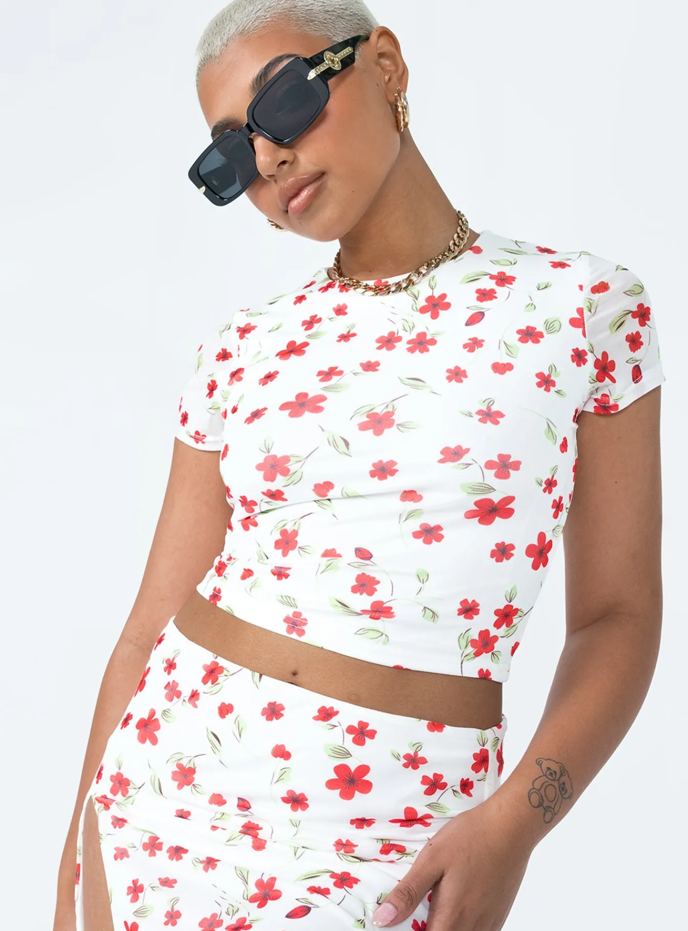 Princess Polly Bold Move Top White Floral Clearance