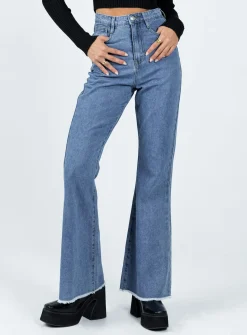 Princess Polly Bolsena Flared Mid Washjean   Denim Cheap
