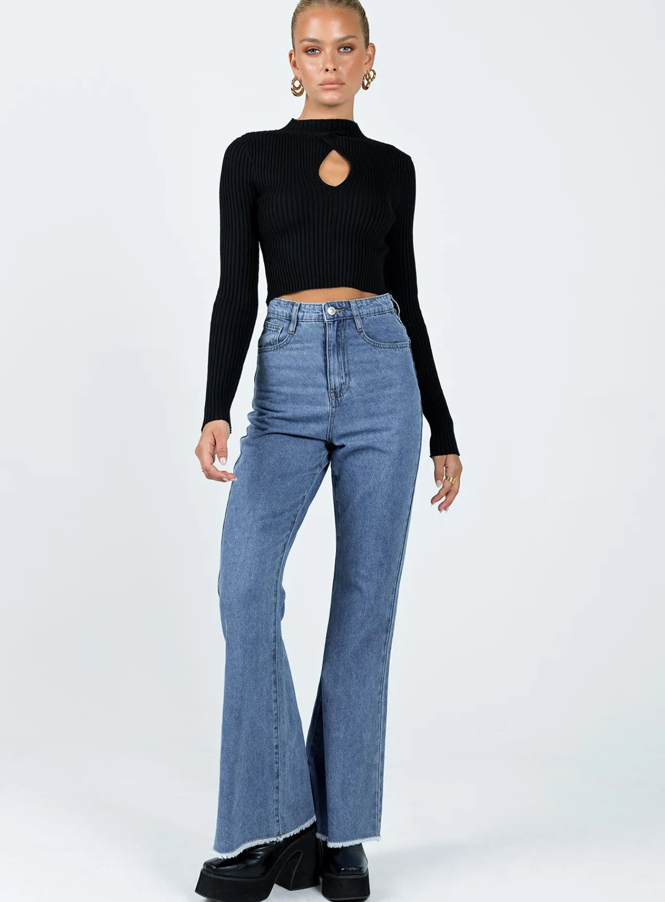 Princess Polly Bolsena Flared Mid Washjean Denim Cheap