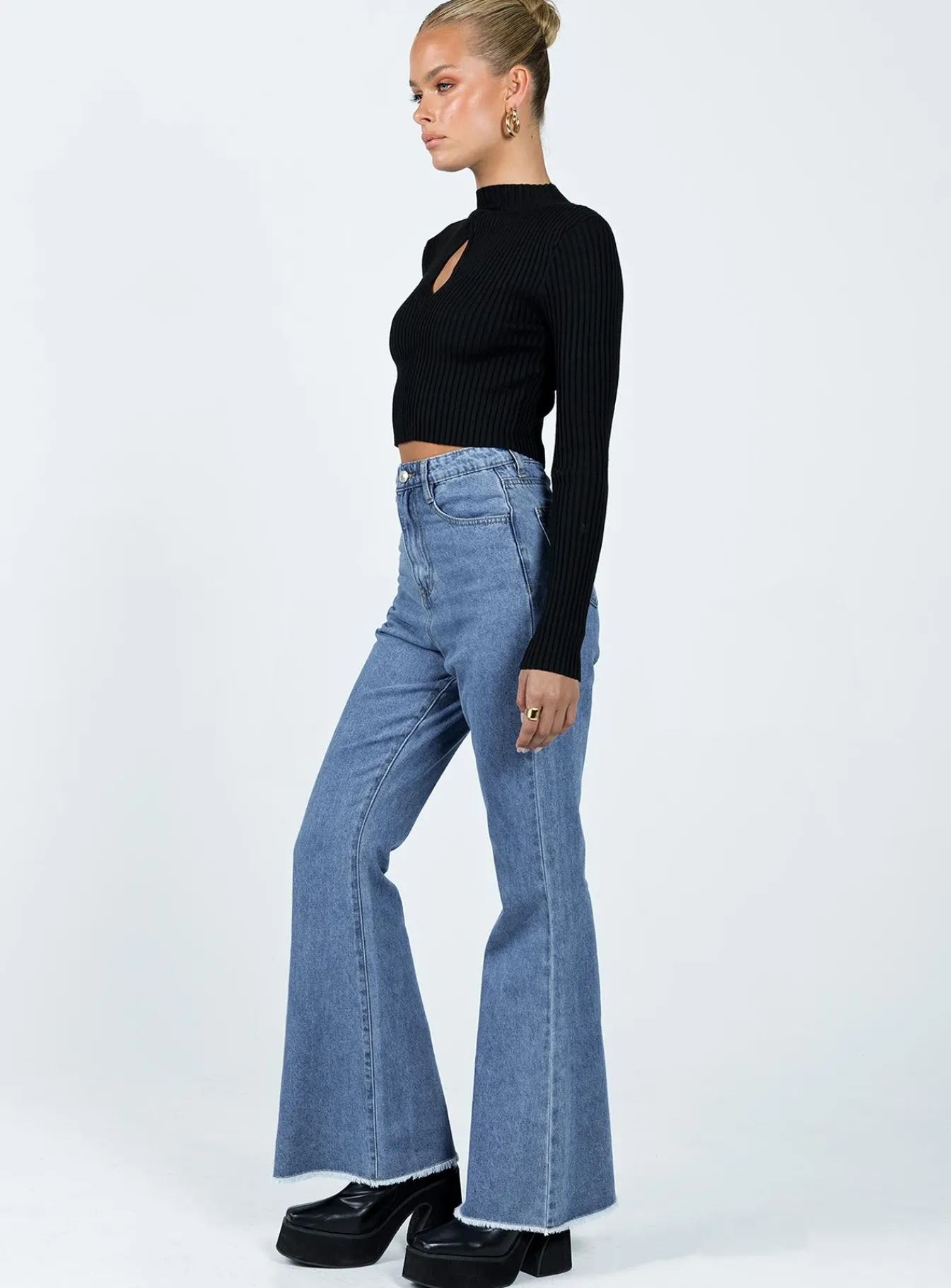 Princess Polly Bolsena Flared Mid Washjean Denim Cheap