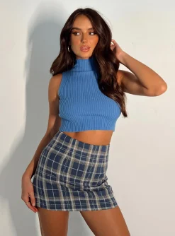 Princess Polly Bolton Mini Skirt  Blue Fashion