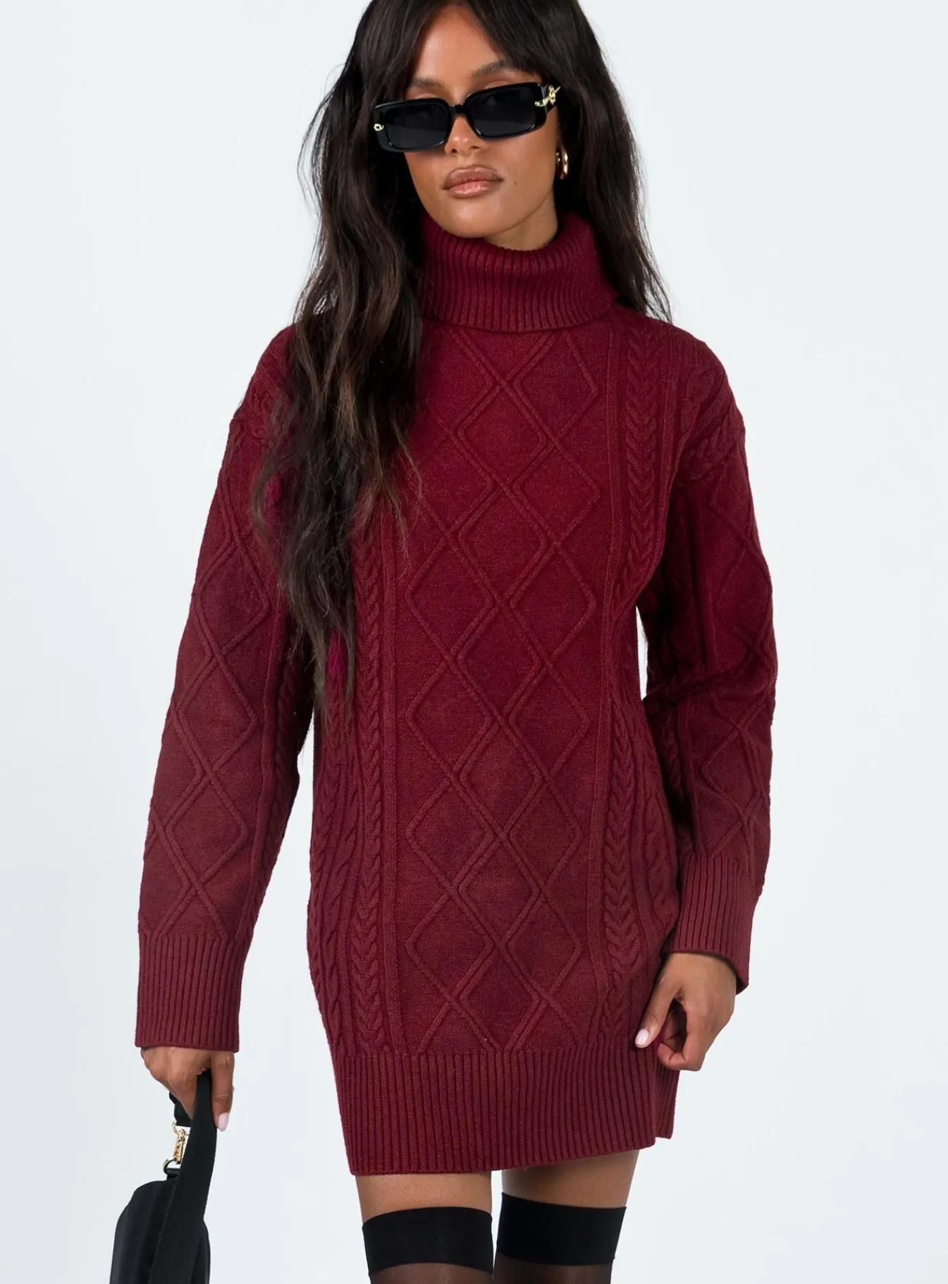 Princess Polly Bonington Sweater Dress Burgundy Store
