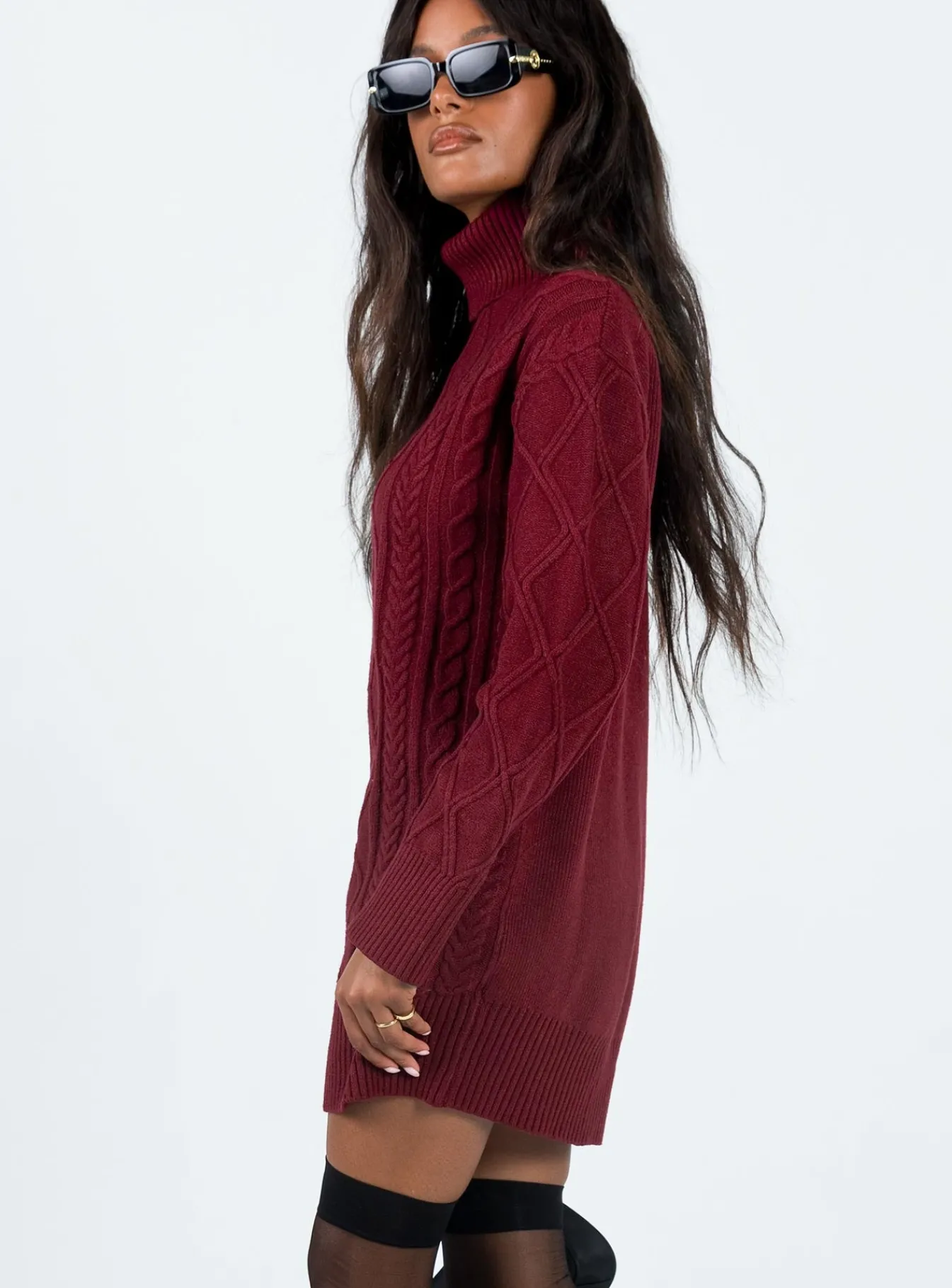 Princess Polly Bonington Sweater Dress Burgundy Store