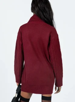 Princess Polly Bonington Sweater Dress Burgundy Store