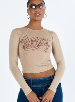 Princess Polly Bonja Top Dove  Beige Best Sale