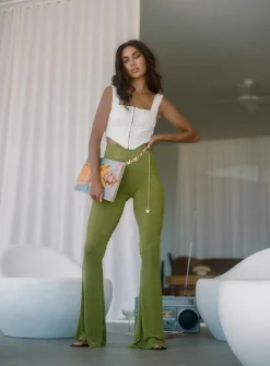 Princess Polly Boogie Pants Green Fashion