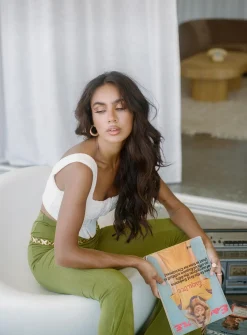 Princess Polly Boogie Pants Green Fashion