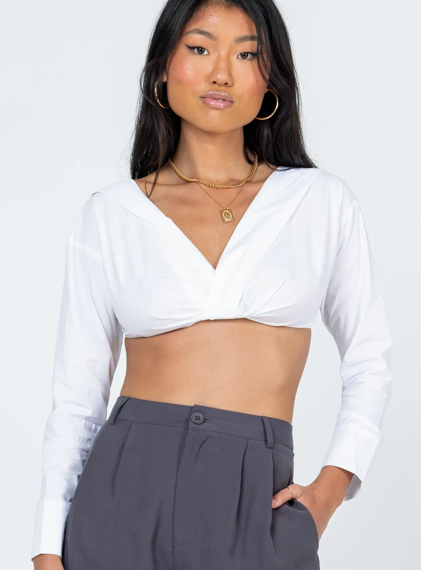 Princess Polly Botany Long Sleeve Top White Cheap