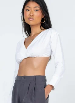 Princess Polly Botany Long Sleeve Top White Cheap