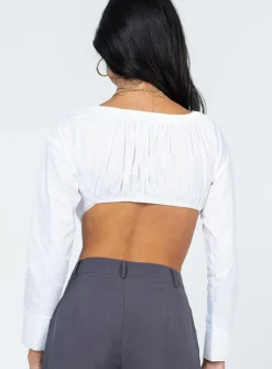 Princess Polly Botany Long Sleeve Top White Cheap