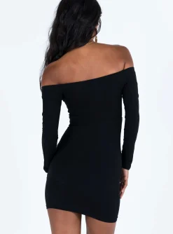 Princess Polly Bovey Long Sleeve Mini Dress  Black Outlet