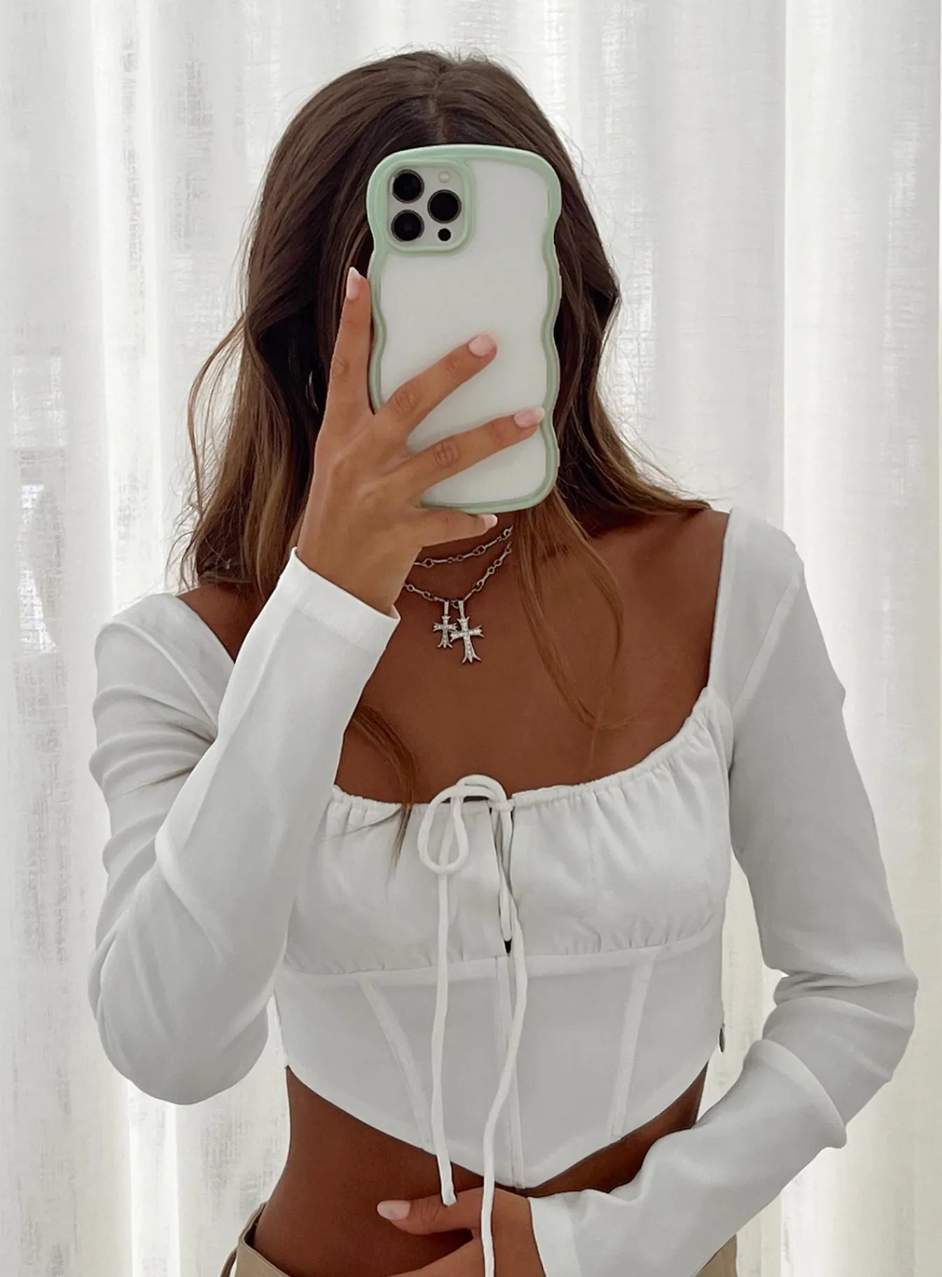 Princess Polly Boyce Long Sleeve Top White Shop