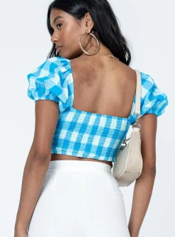 Princess Polly Braeside Top Blue New