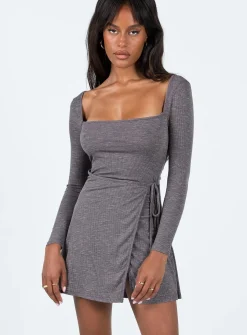 Princess Polly Braidwood Long Sleeve Mini Dress  Grey Fashion