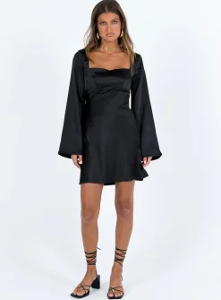 Princess Polly Braydon Long Sleeve Mini Dress Black Outlet