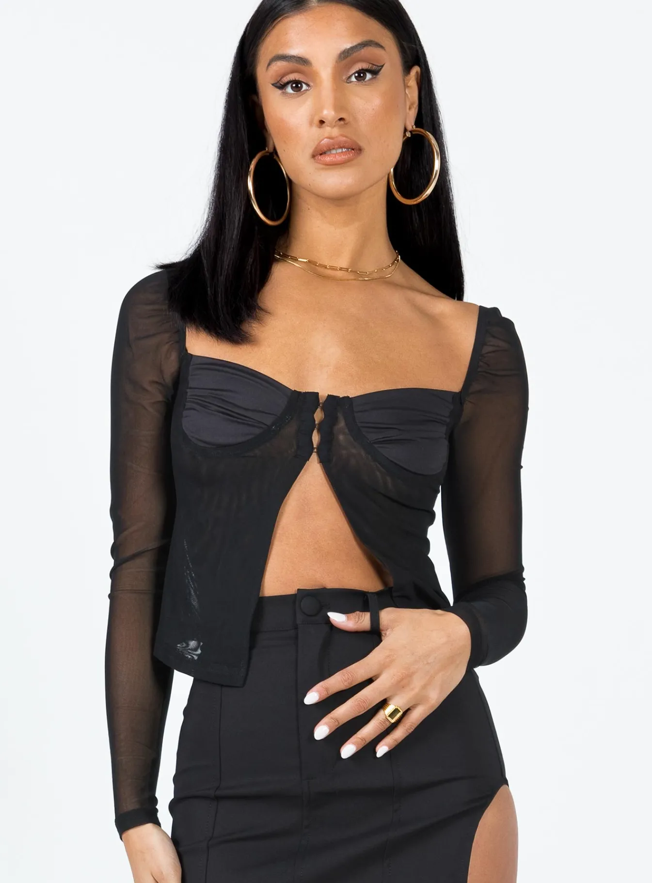 Princess Polly Bremmer Long Sleeve Top Black Hot